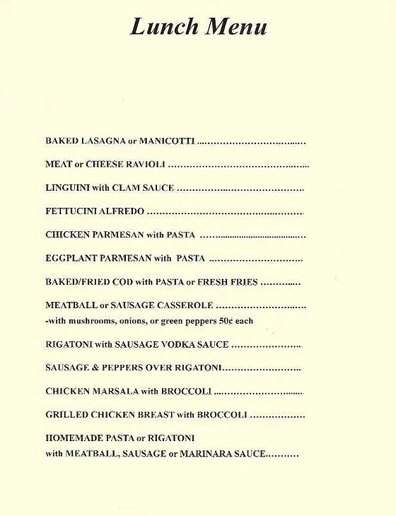 Menu Ristorante